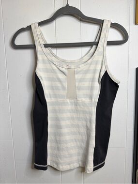 Black and white striped Lululemon Tank